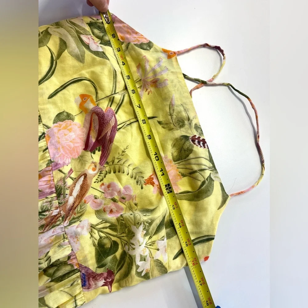 Cara Cara Midi Yellow Harbour Island Dress In Tropical Birds SMALL - Picture 14 of 16